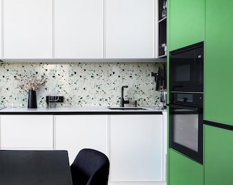 Green Terrazzo Peel and Stick Backsplash, Kitchen Decor