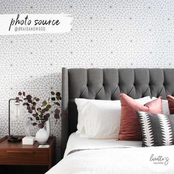 Geometric wallpaper for living room traditional or self adhesive material