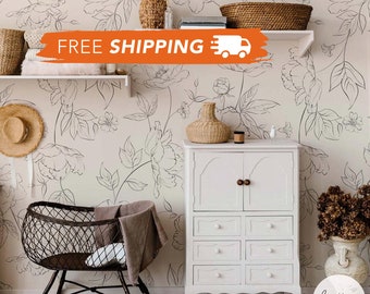 Pink Floral Removable Wallpaper, Oversized Flower Wall Decor