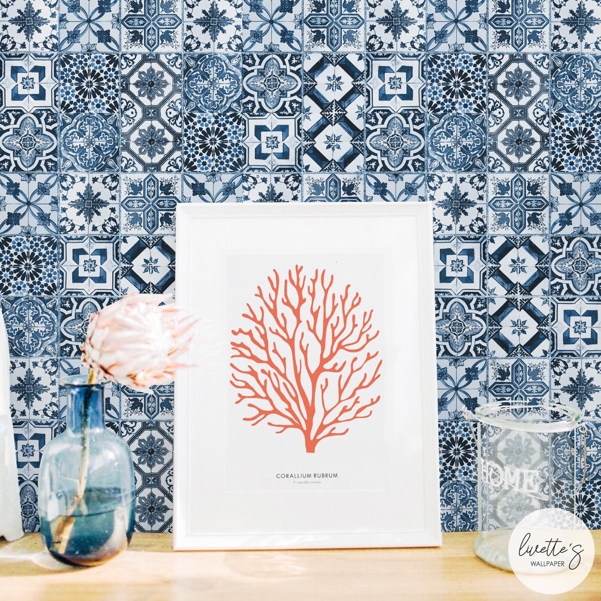 Blue Moroccan Tile Wallpaper Morocco Ethnic Peel and stick | Etsy