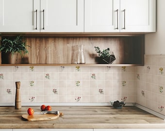 Pink Backsplash Peel And Stick Tile Vintage Floral Backsplash