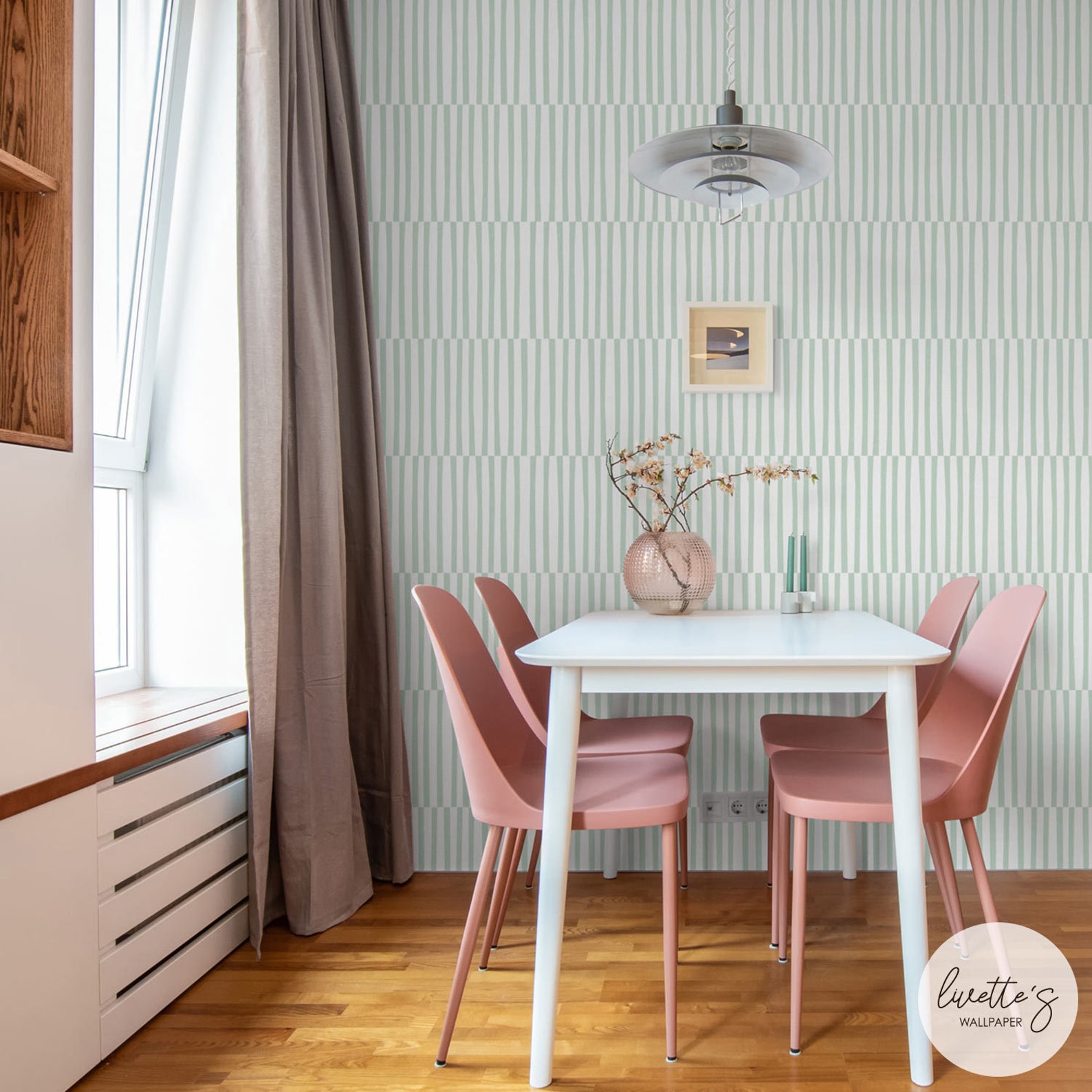 Minimal Mint Green Stripe Wallpaper Removable Wallpaper and Etsy