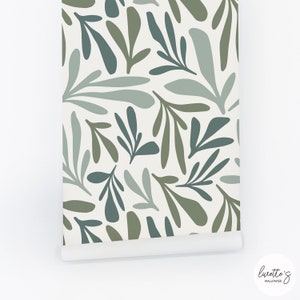 Green Floral Pattern Wallpaper Peel and Stick & Traditional Wallpaper