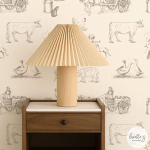 Vintage Farm Animals, Removable Wallpaper, Checkered Pattern, Self adhesive and Non Woven Traditional option