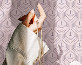 Art Deco Tiles Wallpaper In Pastel Pink Wallpaper In Bedroom Pastel Color Wall Design Scallop Pattern Wallpaper Bedroom Wallpaper With Pink