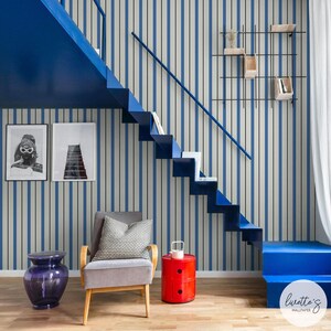Blue Striped Peel And Stick Wallpaper Geometric Accent Wall Ideas Geometric Stripe Wallpaper Blue Stripe Wallpaper Modern Entryway Wallpaper