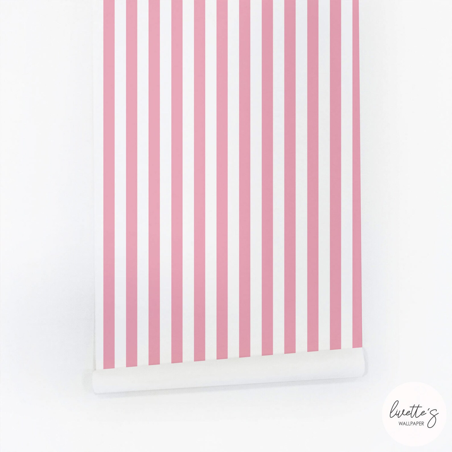 Pink Candy Stripe Wall Print Removable Wallpaper and Etsy