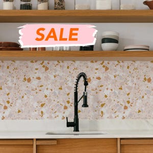 Pink Terrazzo Peel and Stick Backsplash, Washable Wall Panel