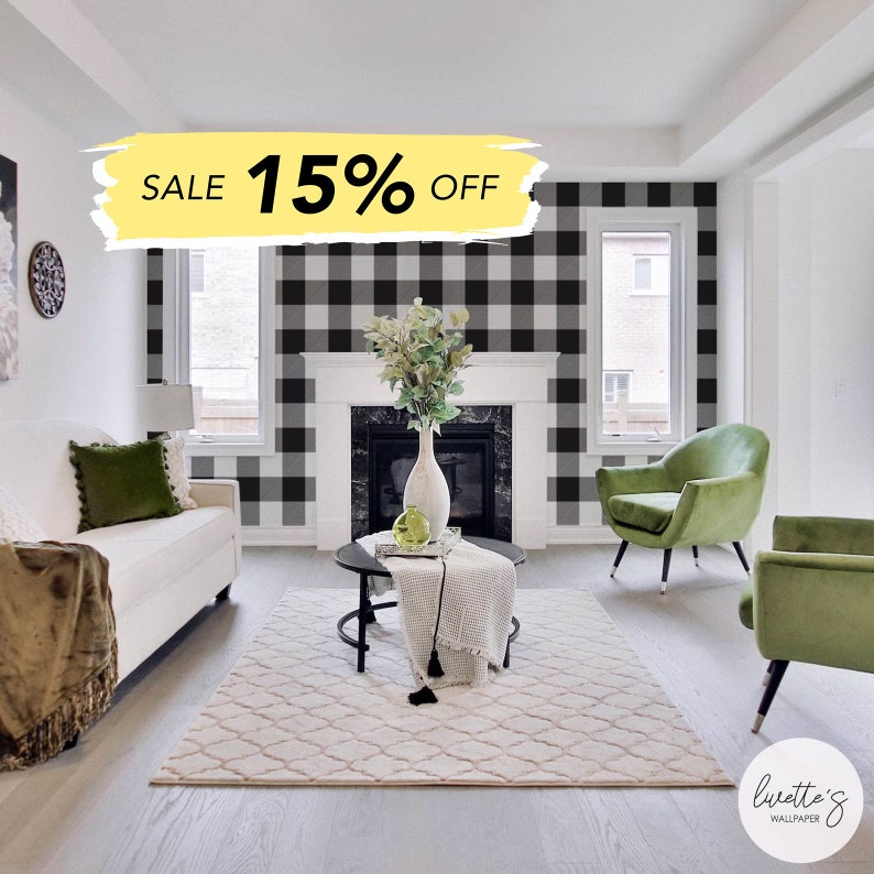 black and white geometric peel & stick wallpaper for living room