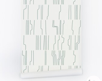 Sage Green Lines Removable Wallpaper, Peel and Stick