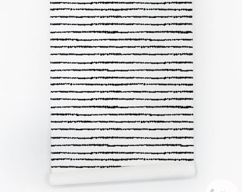 Black And White Striped Wallpaper Boho Peel And Stick Wallpaper Removable Living Room With Accent Wall