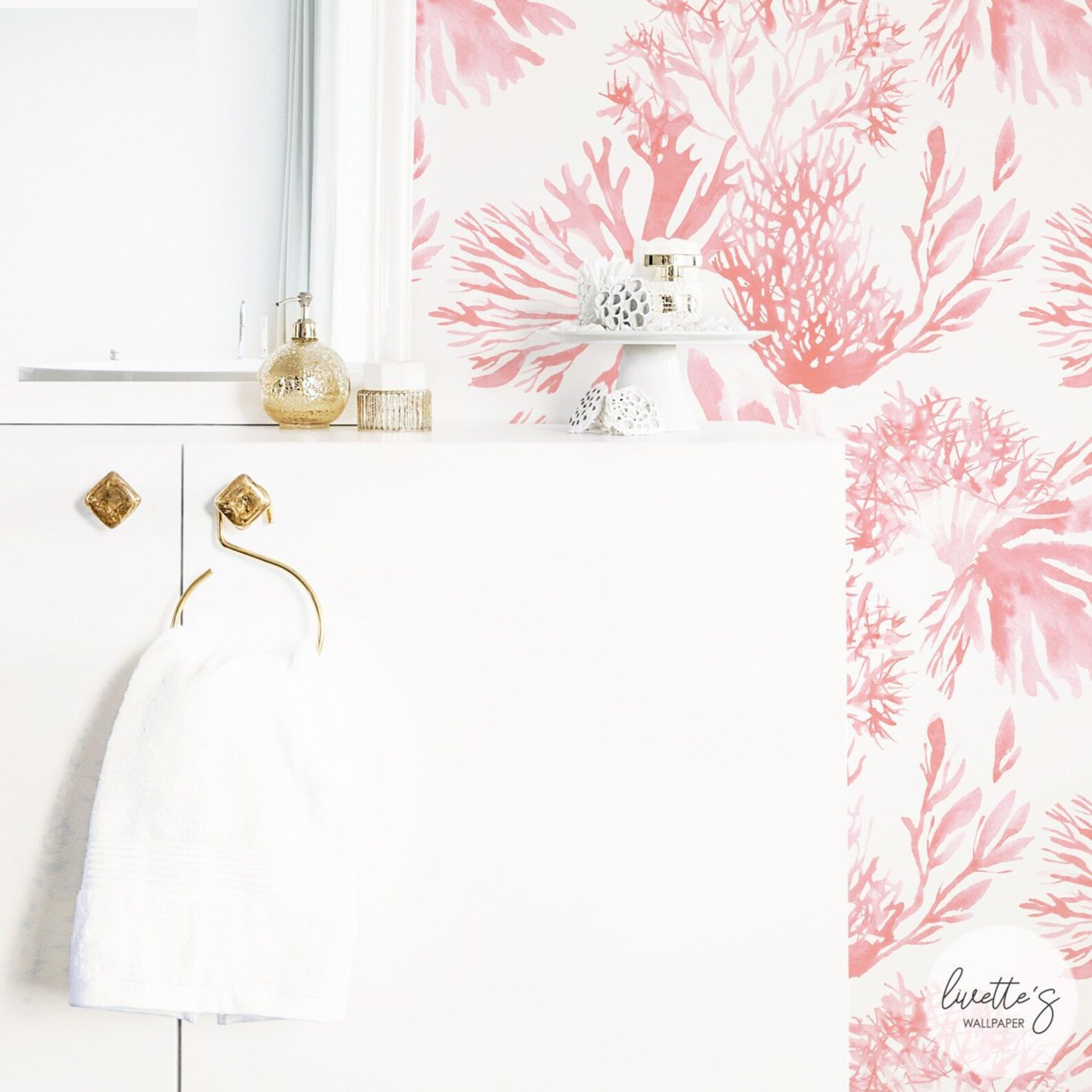 Living Coral Removable Wallpaper Watercolor Coastal Decor Etsy UK