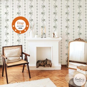 Vintage Flower Wallpaper Botanical Peel And Stick Wallpaper Green Living Room Decor Fancy Wallpaper Classic Wallpaper Designs Leaf Wallpaper