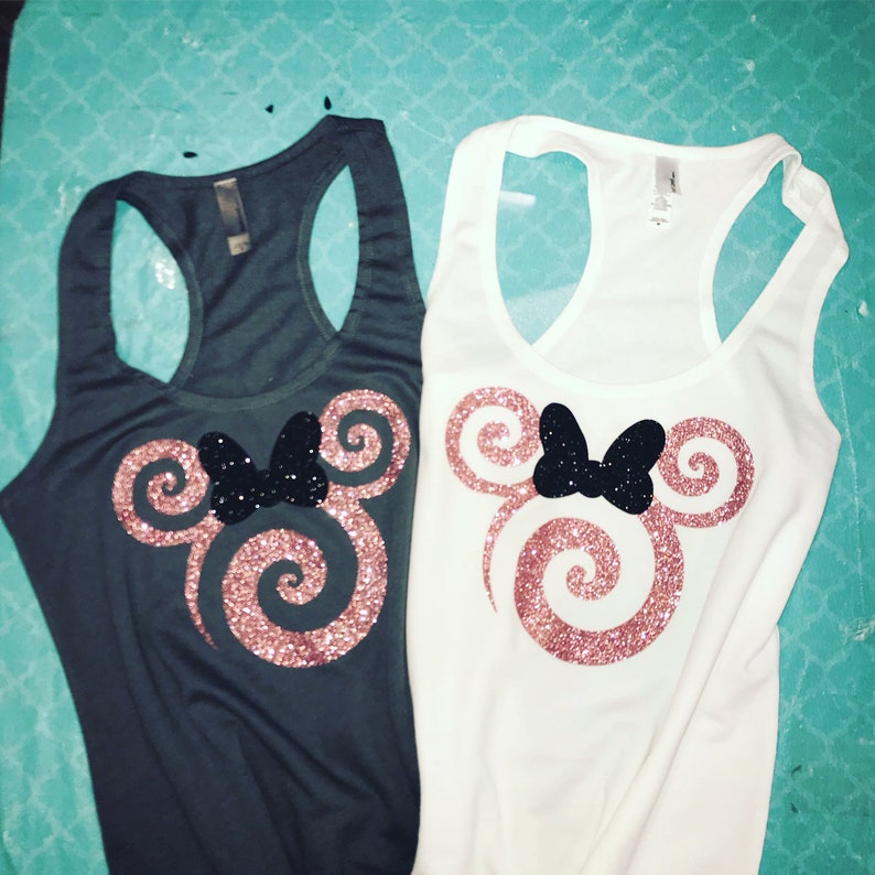 Disney Tank Top. Disney Family Shirts Mickey Rose Gold Sparkle Etsy