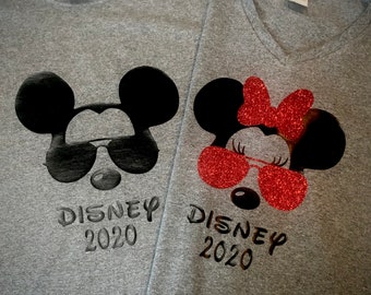 Disney-tanktops voor dames of shirts Disney-shirts, Mickey-zonnebrilshirts, Mickey Aviator-shirt, bijpassende Disney-familieshirts