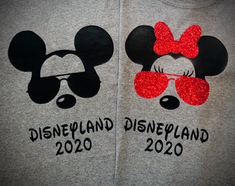 Disney shirts 2021 - Mickey zonnebril shirts, Mickey Aviator shirt, bijpassende Disney familie shirts, Disney shirts, Disney glitter shirts