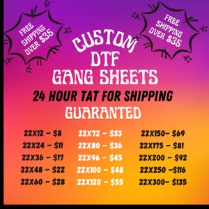 DTF transfers Gang Sheet, Custom DTF Gang Sheet, Full Color Transfers, Wholesale Direct to Film Transfers, Ready To Press tshirt transfers