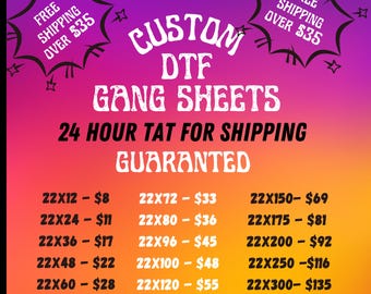 DTF transfers Gang Sheet, Custom DTF Gang Sheet, Full Color Transfers, Wholesale Direct to Film Transfers, Ready To Press tshirt transfers