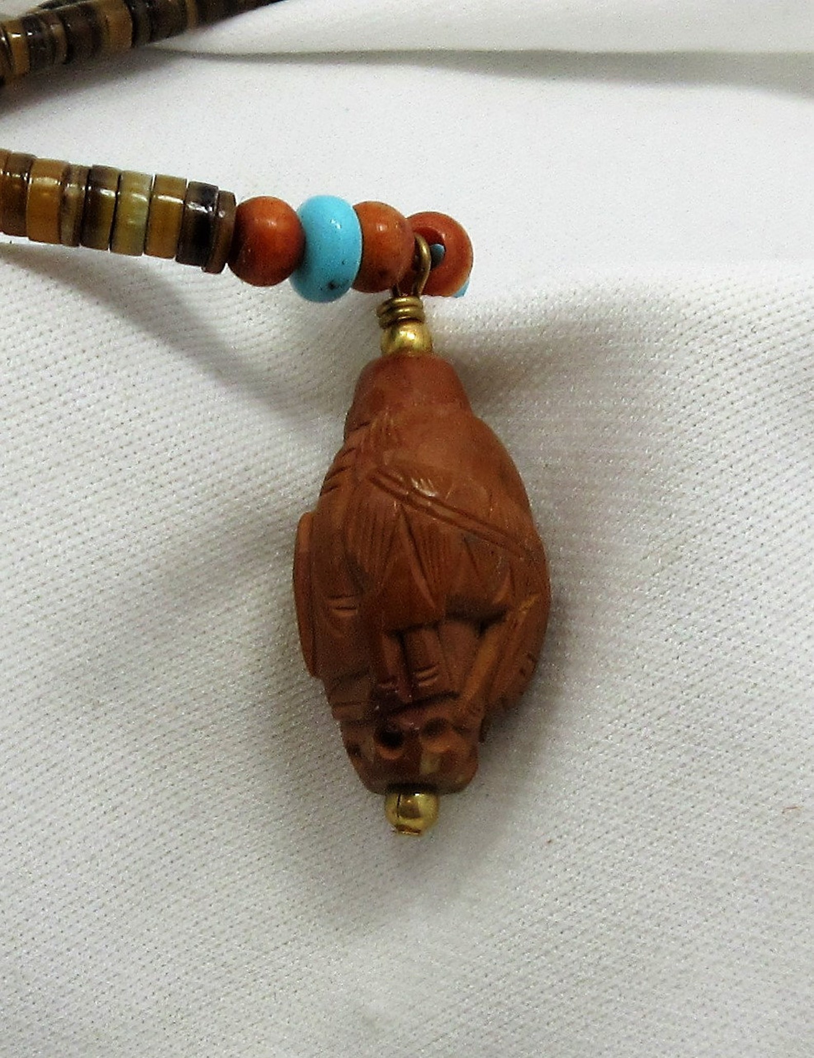 Monk Bead Necklace Antique Carved Monk Bead Buddhist Etsy