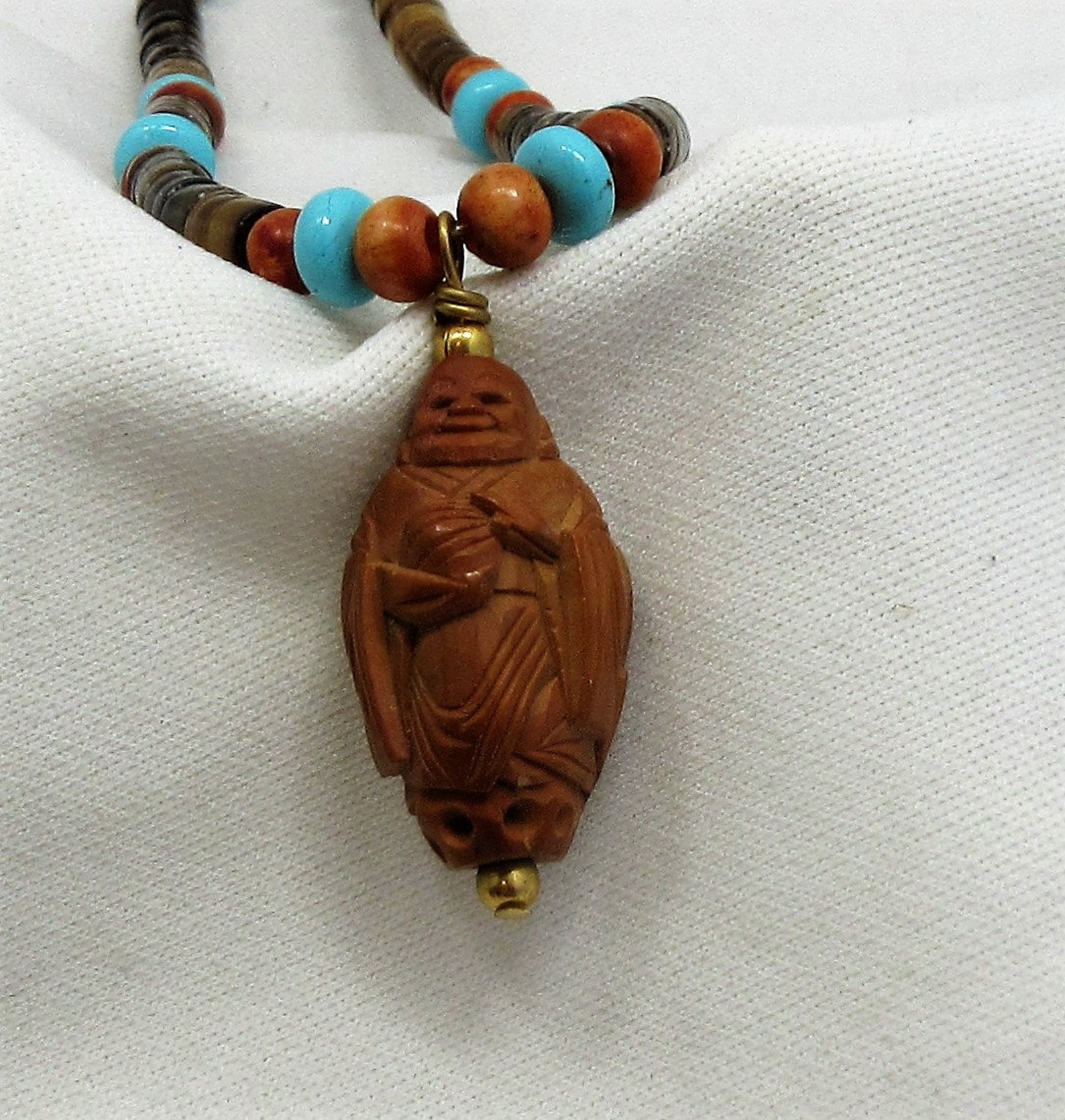 Monk Bead Necklace Antique Carved Monk Bead Buddhist Etsy
