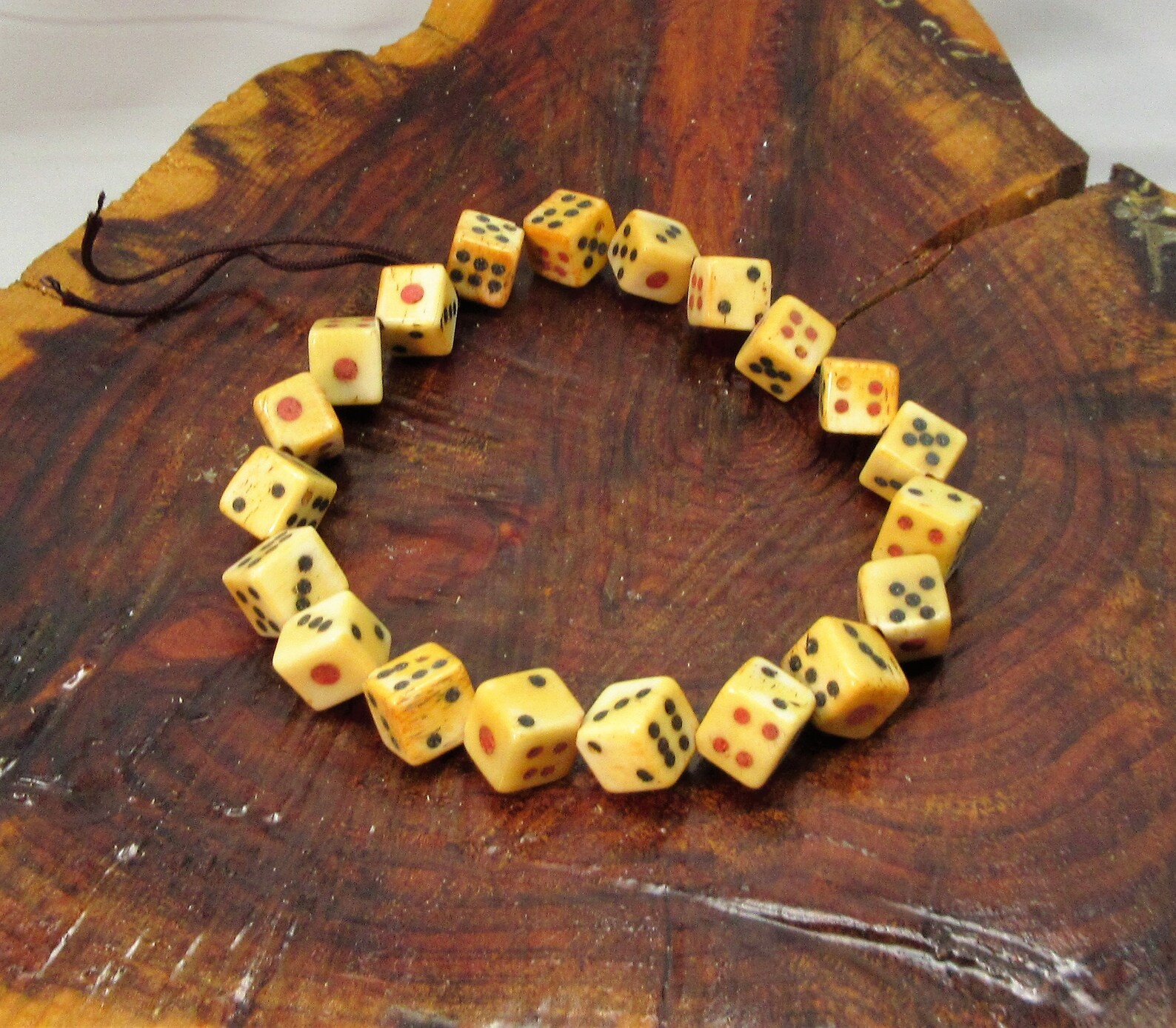 Bone Dice 20 Bead Strand Lucky Beads Vintage Beads Lucky Etsy