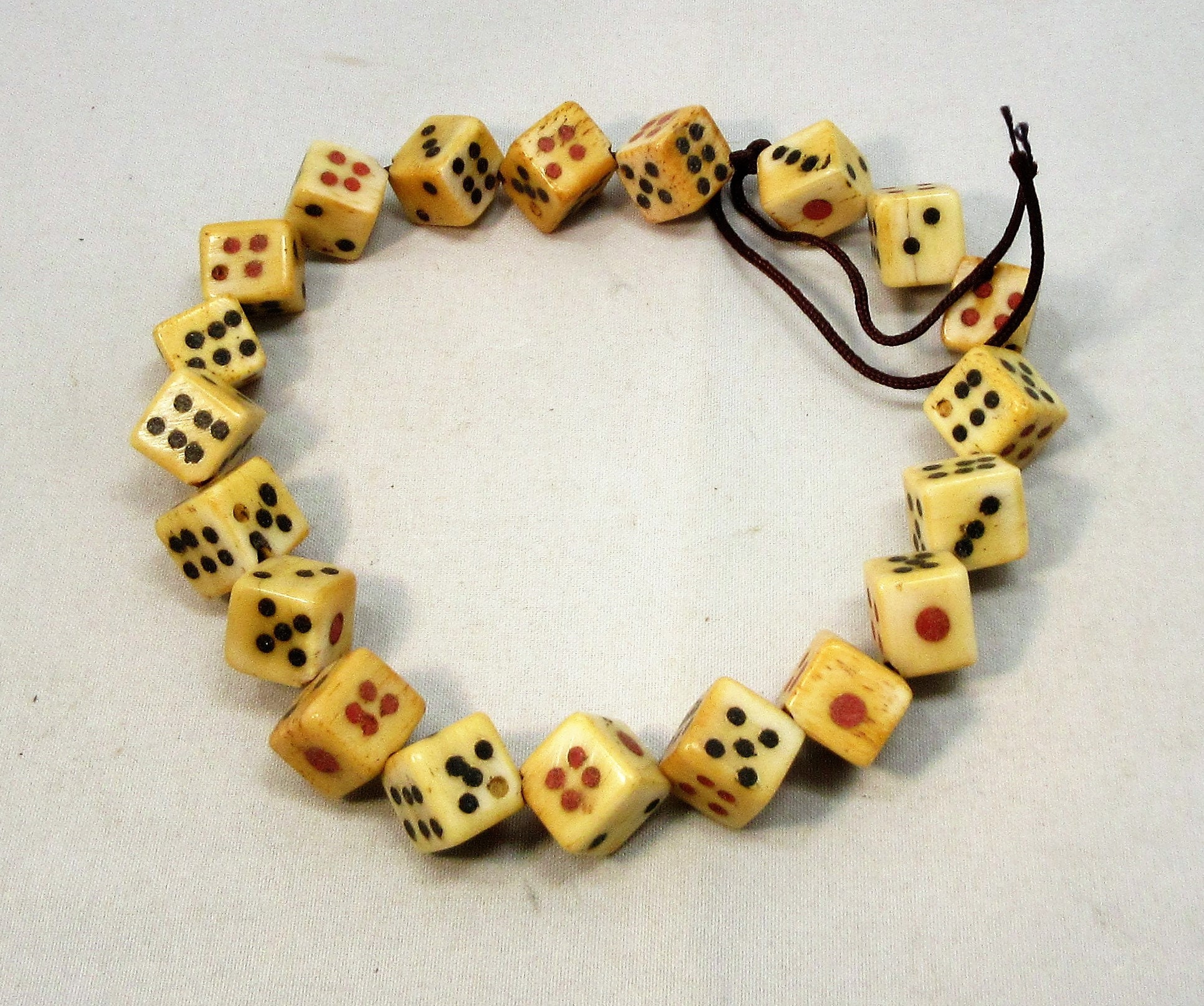 Bone Dice 20 Bead Strand Lucky Beads Vintage Beads Lucky Etsy