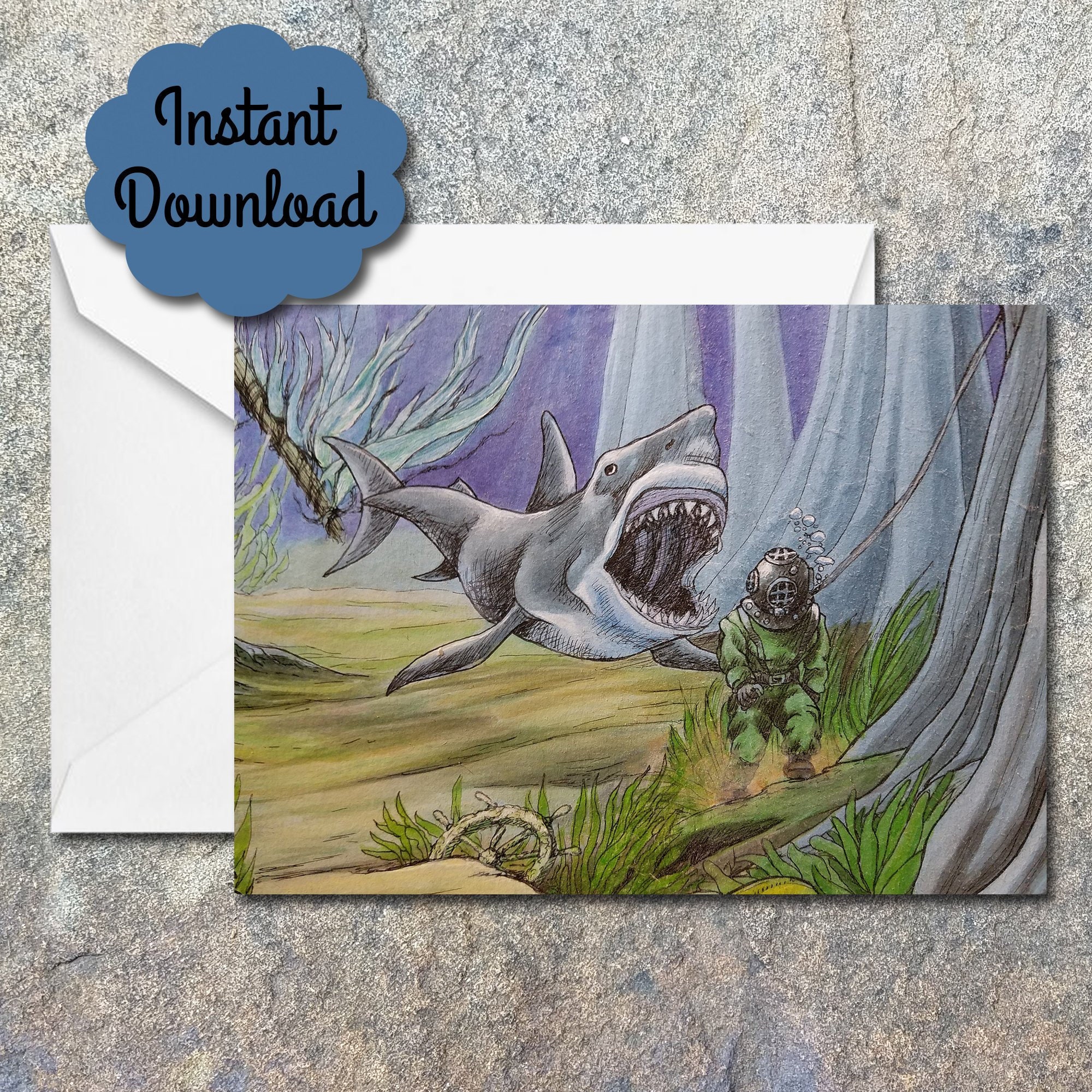 Shark Fine Note Fine Art Note Card