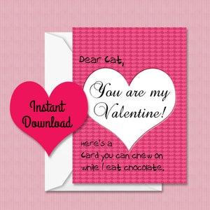 Wenskaart "Beste kat, jij bent mijn Valentijn" - Afdrukbaar - Instant Download - Valentijnsdag, Singles Awareness Day, Humor