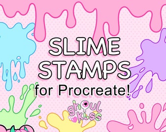 Slime Stamps - Brushset for Procreate! 12 stamps, 3 brushes, kawaii, aesthetic,