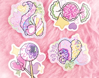 SICKLY SWEETS sticker set - - - holographic, sparkly, glitter, vinyl sticker set, kawaii