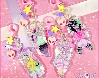 Alien Fashion - 4inch keyring - alien, Y2K, kawaii, aesthetic