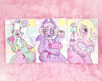 ZOMER BABES art print set - - - poster, fanart, anime art, wanddecoratie, kawaii, foliedruk