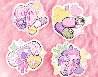 MENHERA THEMA stickerset - - - holografisch, sprankelend, glitter, vinyl stickerset, kawaii