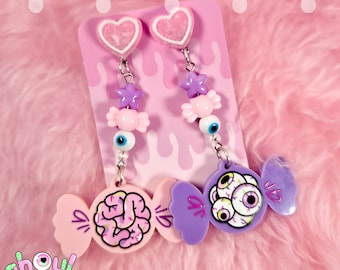 CANDY CANDY earrings - acrylic, creepy cute design, kawaii, weird