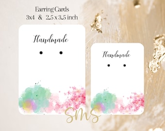 earring Card Printable. Watercolor Card. Earring Holders. Digital File. PNG. Print and Cut. Earring Jewelry Cards. Handmade Template