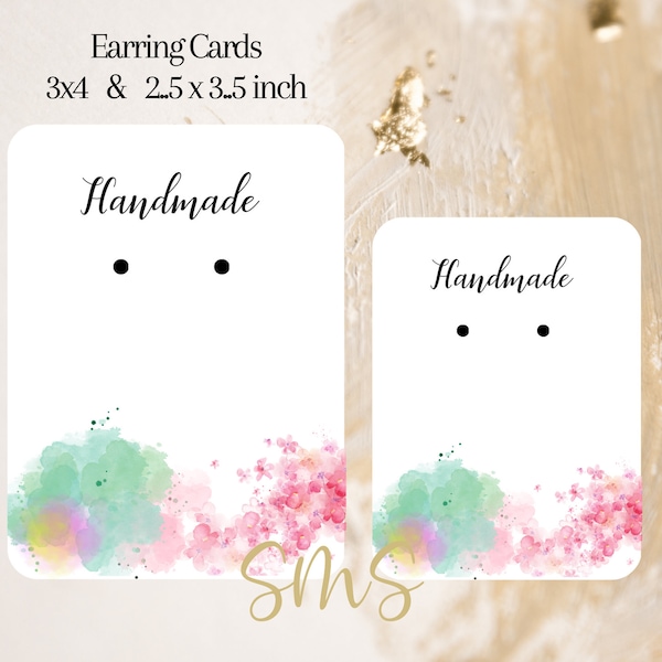 Earring Card Printable. Watercolor Card. Earring Holders. Digital File. PNG. Print and Cut. Earring Jewelry Cards. Handmade Template