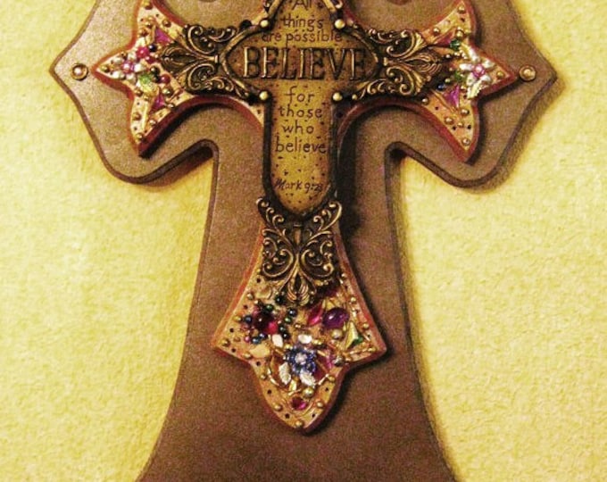 Handmade Wall Cross /home Decor large Jeweled Scripture Cross Etsy