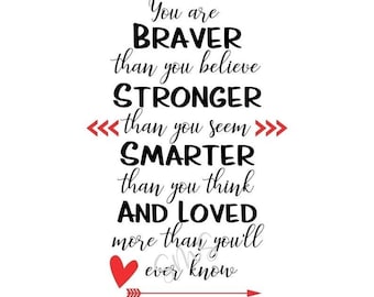 smarter than you think. braver than you believe.  digital file, png. svg. shirts, wall. totes. frame. quotes. wise sayings. crafters files