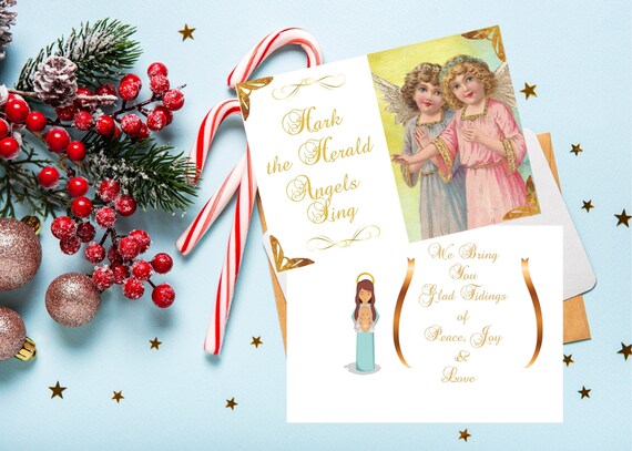 Printable Vintage Angel Christmas Greeting Card/printable - Etsy