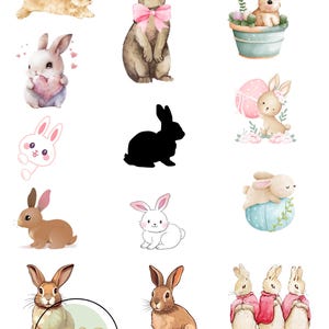 2 arkusze Wielkanocne króliczki i chics clipart. naklejki na Wielkanoc. królik i chic obrazy. pliki do cięcia do. pisanki. koszyczek z pisankami