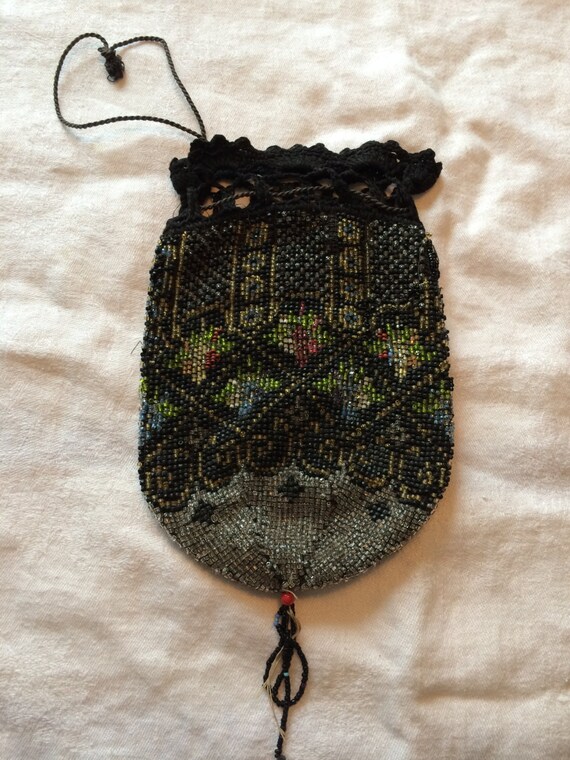 Antique Victorian Crochet  Beaded Purse