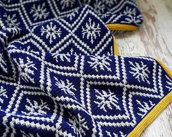 Midnight Snowflakes Blanket, Crochet Blanket Pattern, blanket pattern, mosaic crochet blanket, crochet pattern, mosaic crochet pdf
