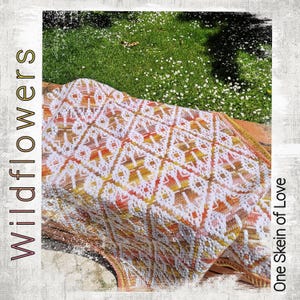 Wildflowers Blanket Pattern, Crochet Blanket Pattern, blanket pattern, mosaic crochet blanket, crochet pattern, mosaic crochet, crochet pdf