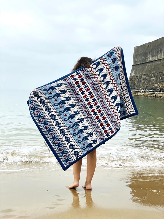 Sea Life Blanket Pattern, Crochet Blanket Pattern, Blanket Pattern, Mosaic Crochet Blanket, Crochet Pattern, Mosaic Crochet, Crochet Pdf