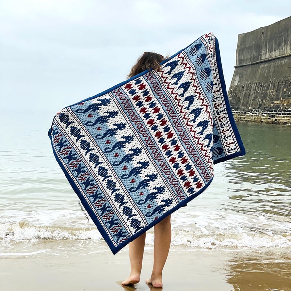 Sea Life Blanket Pattern, Crochet Blanket Pattern, Blanket Pattern, Mosaic Crochet Blanket, Crochet Pattern, Mosaic Crochet, Crochet Pdf