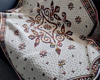 Floralicious, Overlay Mosaic Crochet Blanket Pattern, Pdf with Written Pattern and Charts