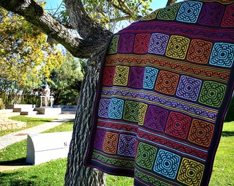 Moroccan Jewels Blanket, Crochet Blanket Pattern, blanket pattern, mosaic crochet blanket, crochet pattern, crochet pdf, mosaic crochet pdf
