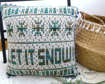 Let it Snow Crochet Cushion Panel Pattern, Mosaic Overlay (PDF Pattern)