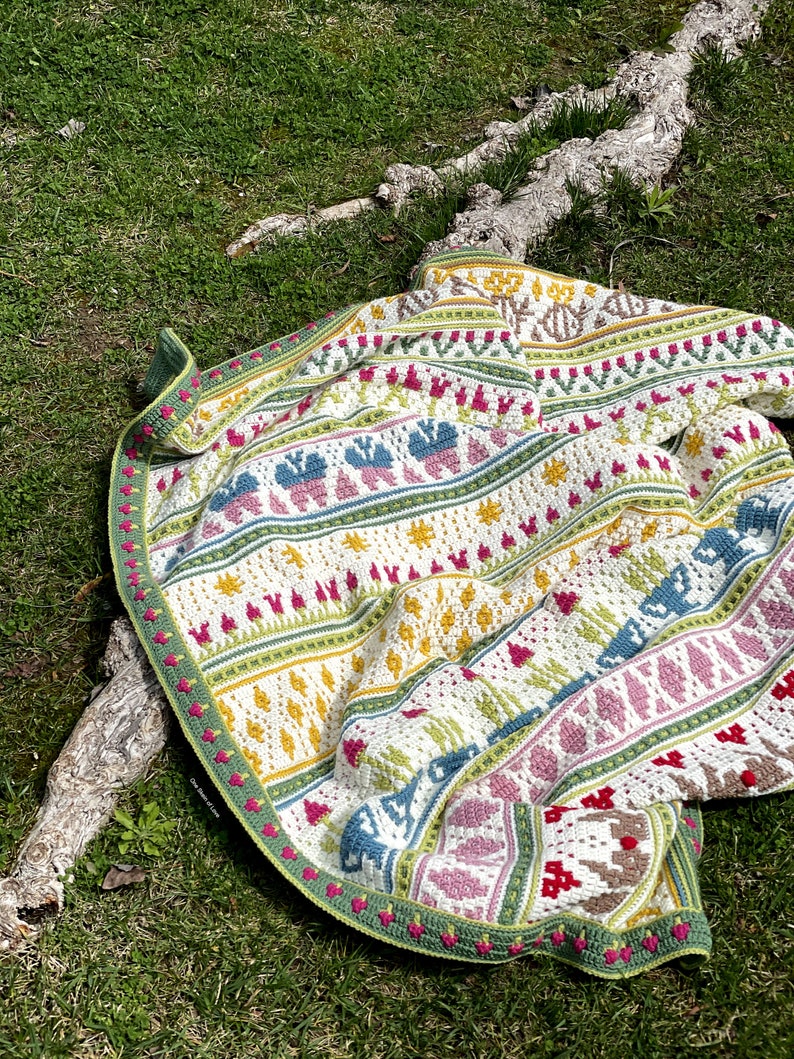 Hello Spring Blanket Pattern, Crochet Blanket Pattern, blanket pattern, mosaic crochet blanket, crochet pattern, mosaic crochet, crochet pdf image 4