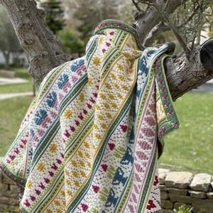 Hello Spring Blanket Pattern, Crochet Blanket Pattern, blanket pattern, mosaic crochet blanket, crochet pattern, mosaic crochet, crochet pdf image 2